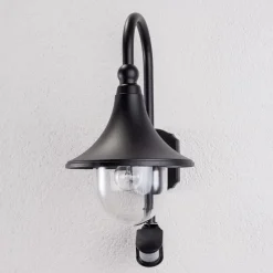 Lindby Væglampe Med Sensor|Væglamper > udendørs væglampe Daphne, sort, sensor, metal, E27