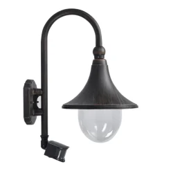 Lindby Væglampe Med Sensor|Terrassebelysning > udendørs væglampe Daphne, antik sort, sensor, E27