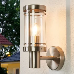 Lindby Terrassebelysning|Væglamper > udendørs væglampe Djori, aluminiumfarvet, stål, E27