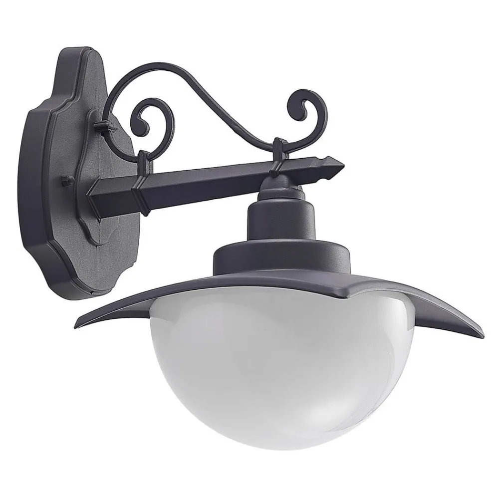 Lindby Væglamper > udendørs væglampe Elinda, højde 29 cm, antracit, glas