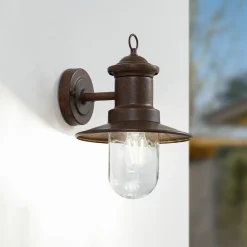 Lindby Terrassebelysning|Væglamper > udendørs væglampe Eloretta, rust, stål, højde 31 cm