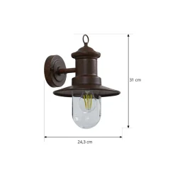 Lindby Terrassebelysning|Væglamper > udendørs væglampe Eloretta, rust, stål, højde 31 cm