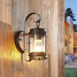 Lindby Terrassebelysning|Væglamper > udendørs væglampe Farly, rustbrun, aluminium, 17 cm