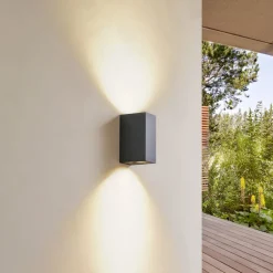 Lindby Væglamper > udendørs væglampe Fijona, mørkegrøn, aluminium, højde 15 cm