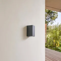Lindby Væglamper > udendørs væglampe Fijona, mørkegrøn, aluminium, højde 15 cm