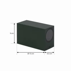 Lindby Væglamper > udendørs væglampe Fijona, mørkegrøn, aluminium, højde 15 cm
