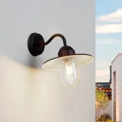 Lindby Terrassebelysning|Væglamper > udendørs væglampe Filip, rustbrun, 30 cm, E27, IP44