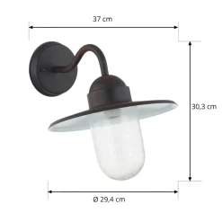 Lindby Terrassebelysning|Væglamper > udendørs væglampe Filip, rustbrun, 30 cm, E27, IP44