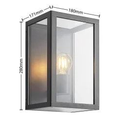Lindby Terrassebelysning|Væglamper > udendørs væglampe Giavanna, 28 cm, antracit, IP44, E27