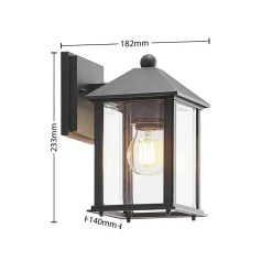 Terrassebelysning ^ Lindby udendørs væglampe Giavanna, 23,3 cm, antracit, glas