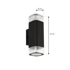 Lindby Terrassebelysning|Væglamper > udendørs væglampe Halvar, sort, 24 cm, 2 x GU10, IP65