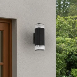 Lindby Terrassebelysning|Væglamper > udendørs væglampe Halvar, sort, 24 cm, 2 x GU10, IP65