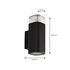 Lindby Terrassebelysning|Væglamper > udendørs væglampe Halvar, sort, 20 cm, 2 x GU10, IP65