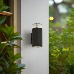 Lindby Terrassebelysning|Væglamper > udendørs væglampe Halvar, sort, 20 cm, 2 x GU10, IP65