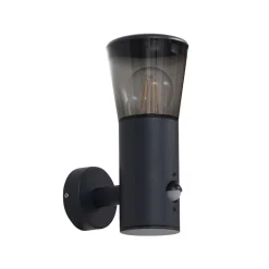 Lindby Væglampe Med Sensor > udendørs væglampe Heulo, Ø 10,5 cm, røggrå, sensor
