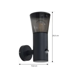 Lindby Væglampe Med Sensor > udendørs væglampe Heulo, Ø 10,5 cm, røggrå, sensor