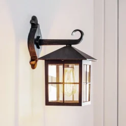 Lindby Terrassebelysning|Væglamper > udendørs væglampe Ida, rustfarvet, lygte, 34 cm, E27