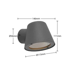 Lindby Terrassebelysning|Væglamper > udendørs væglampe Ileyna, antracit, metal, 15 cm