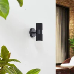 Lindby Væglamper > udendørs væglampe Jovane, sort, aluminium, 2 lyskilder