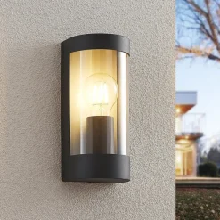 Lindby Terrassebelysning > udendørs væglampe Junias, 24 cm, antracit, stål
