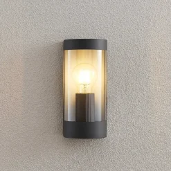 Lindby Terrassebelysning > udendørs væglampe Junias, 24 cm, antracit, stål