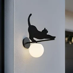 Lindby Terrassebelysning|Væglamper > udendørs væglampe Katti, metal, sort, IP44, kat