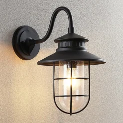 Væglamper ^ Lindby udendørs væglampe Kyan, højde 40 cm, sort, IP44, E27