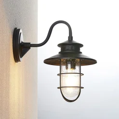 Lindby Terrassebelysning|Væglamper > udendørs væglampe Kyan, højde 32 cm, sort, IP44, E27