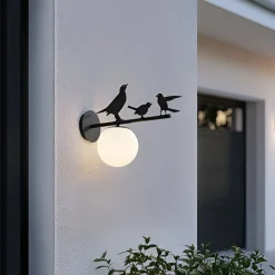 Lindby Terrassebelysning|Væglamper > udendørs væglampe Lintu, metal, sort, IP44, fugl