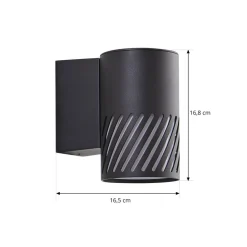 Lindby Terrassebelysning > udendørs væglampe Lurinda, 1 lyskilde, sort, aluminium, Ø10cm