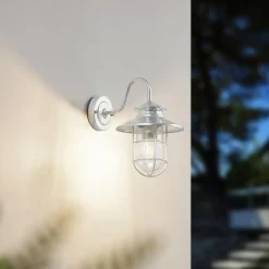 Terrassebelysning|Væglamper ^ Lindby udendørs væglampe Naleta, galvaniseret sølv, stål