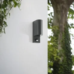 Væglampe Med Sensor|Væglamper ^ Lindby udendørs væglampe Palina, sensor, IP44, antracit