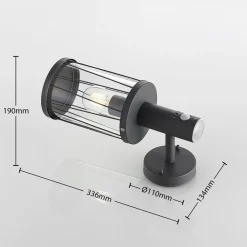 Væglampe Med Sensor|Terrassebelysning ^ Lindby udendørs væglampe Yonan, højde 34 cm, antracit, sensor