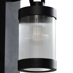 Lindby Væglampe Med Sensor|Terrassebelysning > udendørs væglampe Yrene, 20cm, sort, sensor, riffel