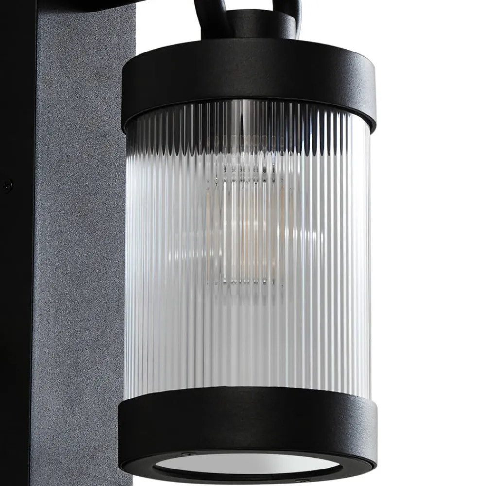Lindby Væglampe Med Sensor|Terrassebelysning > udendørs væglampe Yrene, 20cm, sort, sensor, riffel
