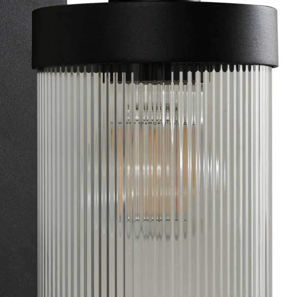 Lindby Væglampe Med Sensor|Terrassebelysning > udendørs væglampe Yrene, 20cm, sort, sensor, riffel