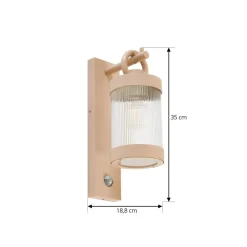 Lindby Væglampe Med Sensor|Væglamper > udendørs væglampe Yrene, 20 cm, beige, sensor, ripple