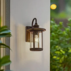 Lindby Terrassebelysning|Væglamper > udendørs væglampe Zayn, rustfarvet, glas, IP23