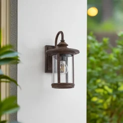 Lindby Terrassebelysning|Væglamper > udendørs væglampe Zayn, rustfarvet, glas, IP23