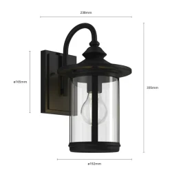Lindby Terrassebelysning > udendørs væglampe Zayn, sort, glas, højde 33 cm, IP23