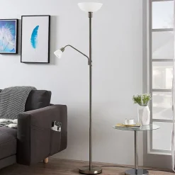 Lindby Pendellamper|Gulvlamper > uplight Jost, 180 cm, nikkelfarvet, læselampe