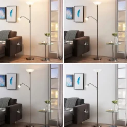 Lindby Pendellamper|Gulvlamper > uplight Jost, 180 cm, nikkelfarvet, læselampe