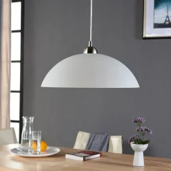 Pendellamper|Pendellamper ^ Lindby Valeria hængelampe, hvid, glas, Ø 40 cm, E27