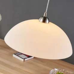 Pendellamper|Pendellamper ^ Lindby Valeria hængelampe, hvid, glas, Ø 40 cm, E27
