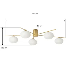Loftlamper|Loftlamper ^ Lindby Valisa loftslampe, guld, 5-lys