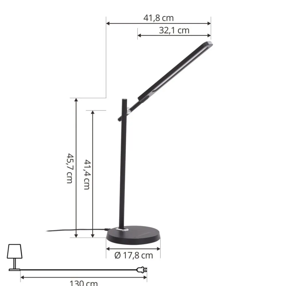 Lindby Arbejdsrum/Kontor|Bordlamper > Valtorin LED-skrivebordslampe, sort