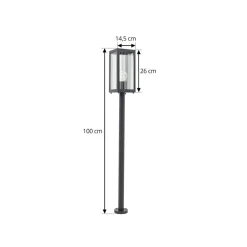 Gadebelysning ^ Lindby vejlampe Bolgar, sort, metal, glas, 15 cm