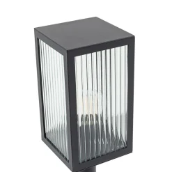 Gadebelysning ^ Lindby vejlampe Bolgar, sort, metal, glas, 15 cm