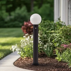 Gadebelysning ^ Lindby vejlampe Dangan, hvid, 90 cm, glas, sensor