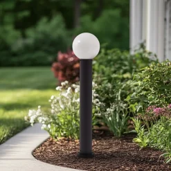 Terrassebelysning|Gadebelysning ^ Lindby vejlampe Dangan, hvid, højde 90 cm, glas, metal